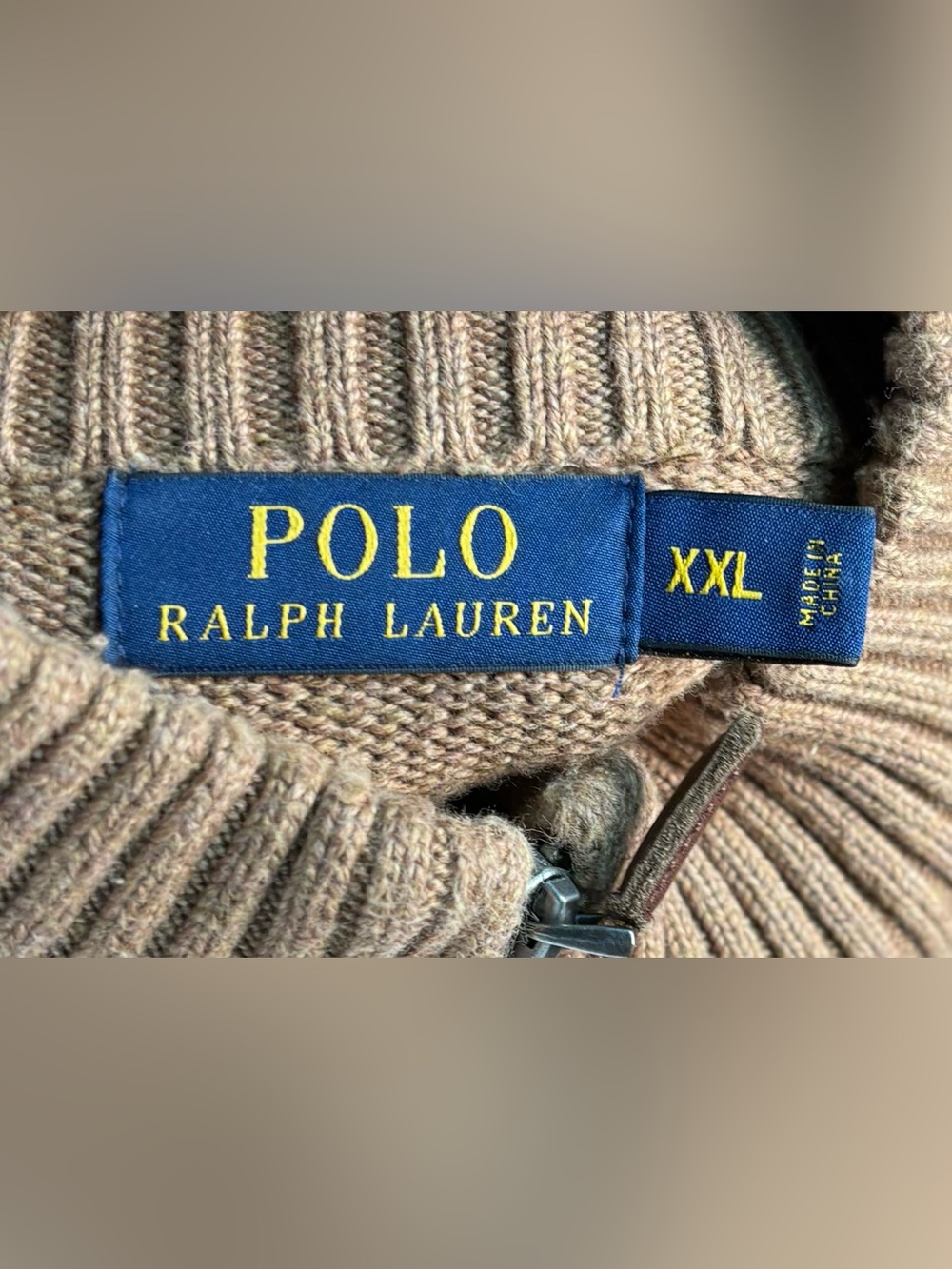Polo Ralph Lauren Beige 1/4 Zip Sweater XXL - Picture 3 of 3